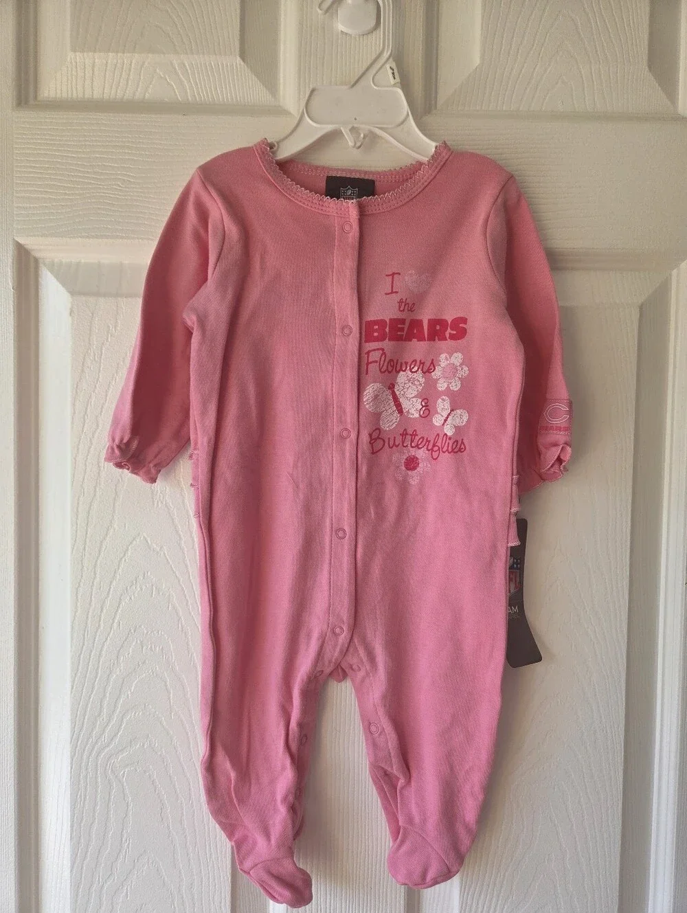 Chicago Bears Baby Girl Bodyuit 3-6M Pink NFL Football Footie One Piece
